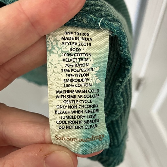 Soft Surroundings Butterfly knit top green/Teal Long Sleeve Women's Tunic size M - Picture 4 of 16